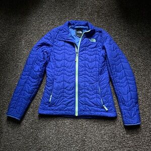The North Face Bright Blue Quilted Jacket with Lime Trim